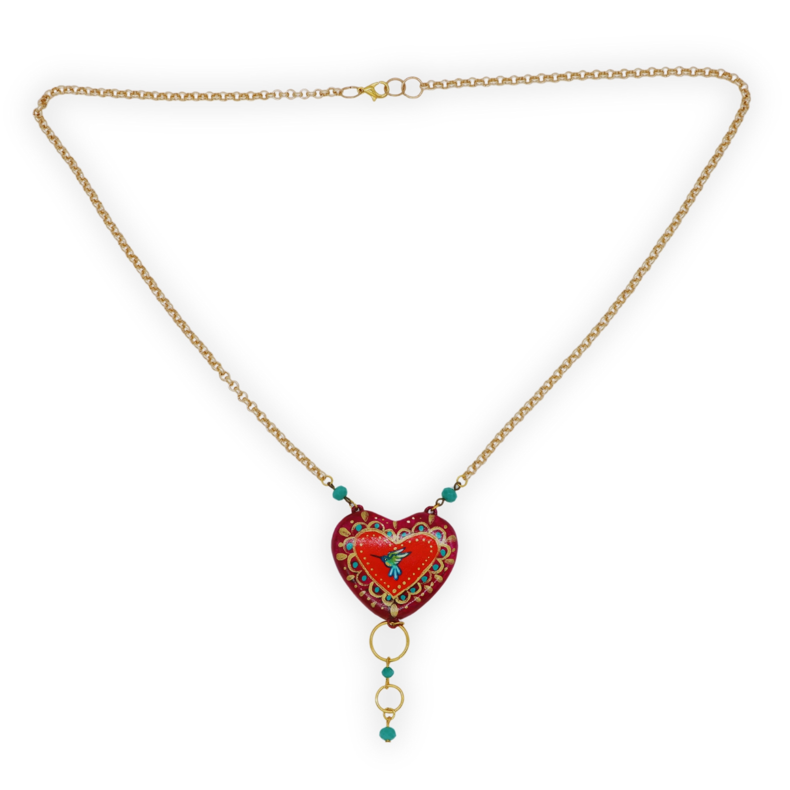 Collar Corazón Colibrí Grande Rojo - Image 2
