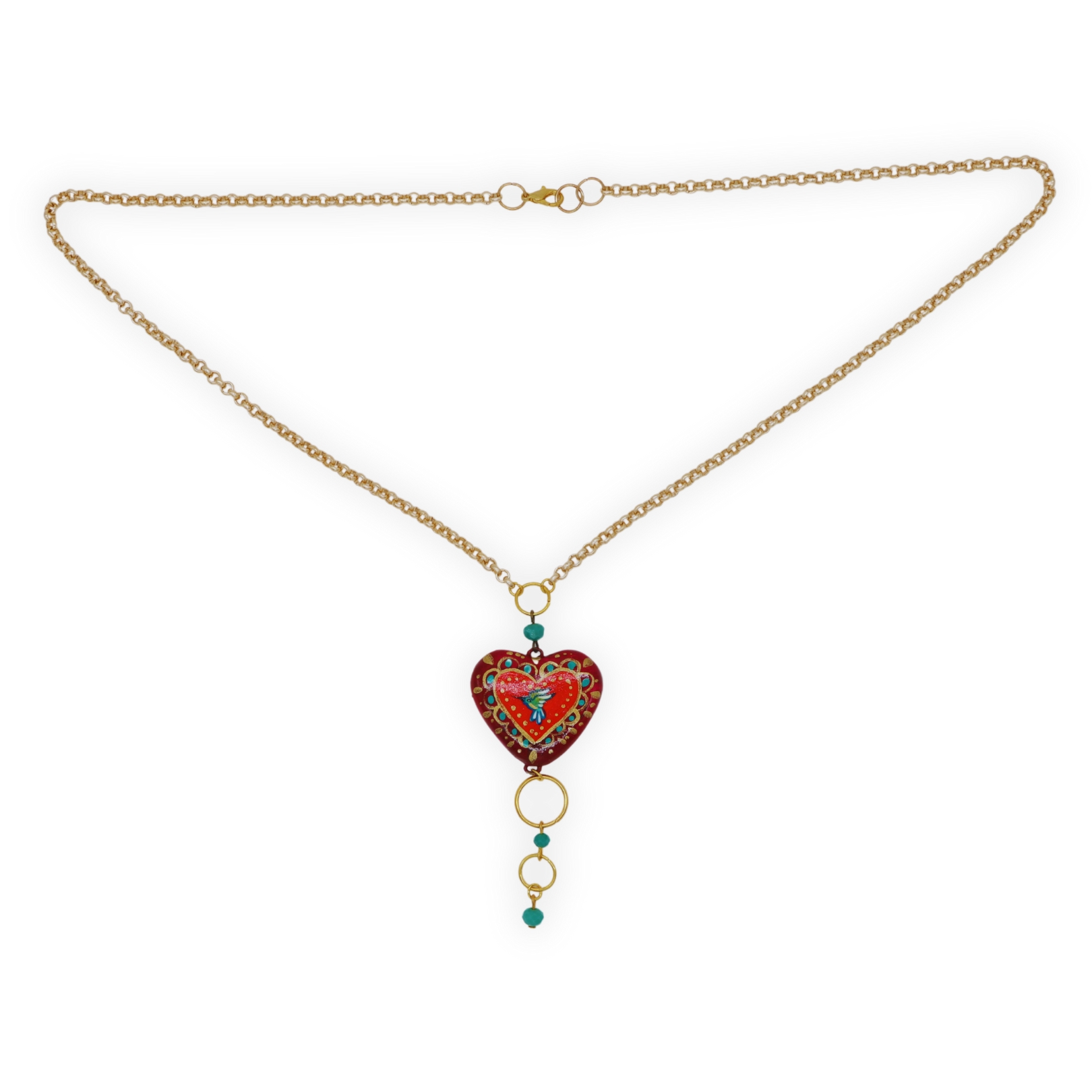 Collar Corazón Colibrí Chico Rojo - Image 2