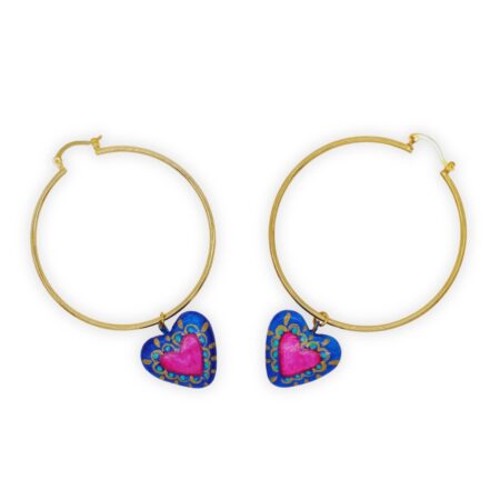 Arracadas Corazón Azul/Rosa Grande