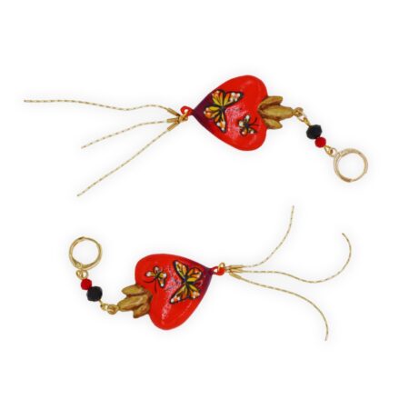 Aretes Colgante Corazón Monarca Rojo