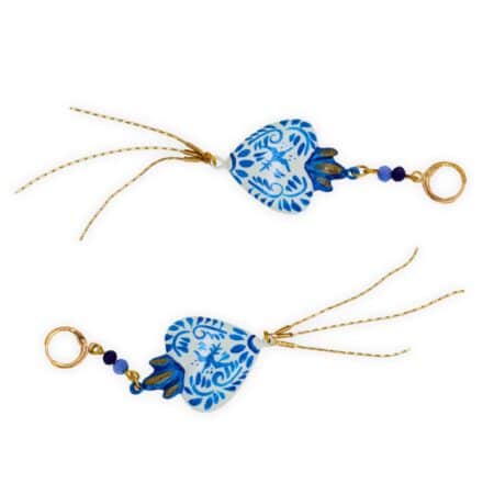 Aretes Colgante Corazón Colibrí Talavera