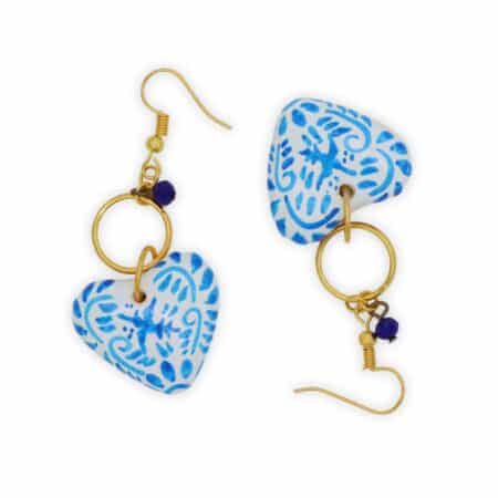 Aretes Corazón Chaquira Colibrí Talavera