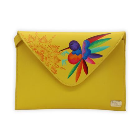 Bolso Clutch Pájaro Otomí Amarillo