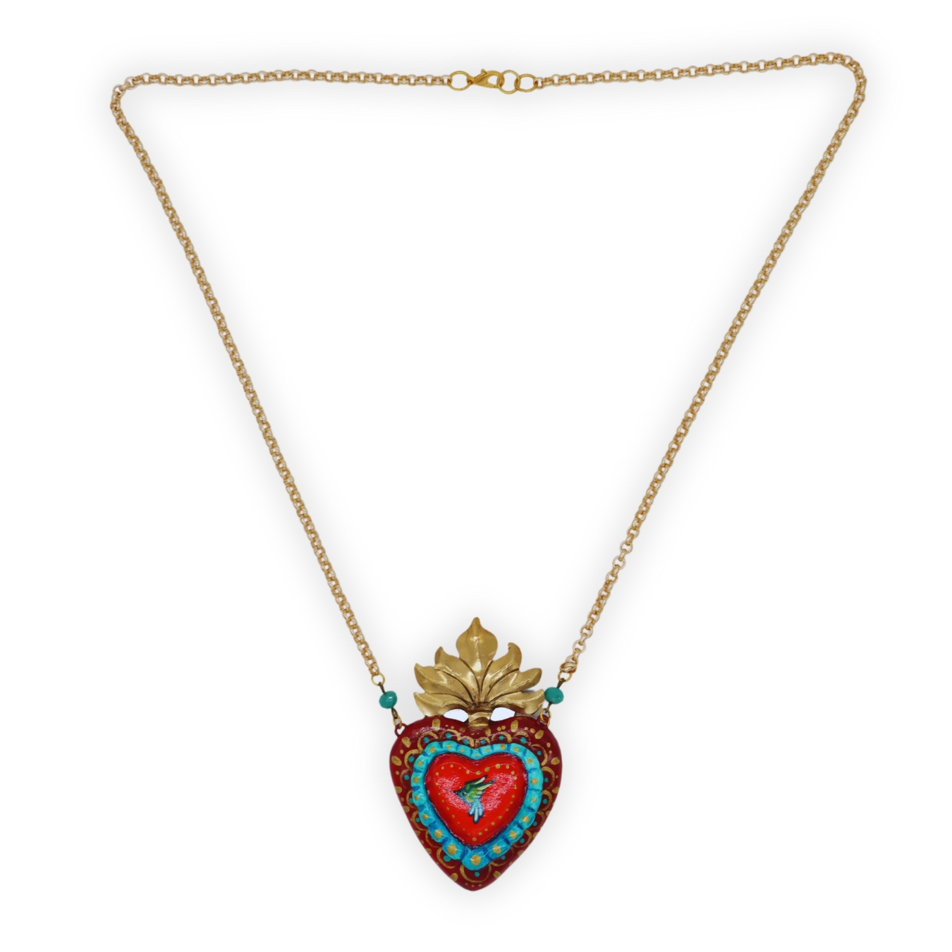 Collar Corazón Sagrado Colibrí Rojo - Image 2