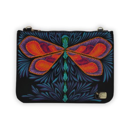 Monedero Libélula Huichol Negro