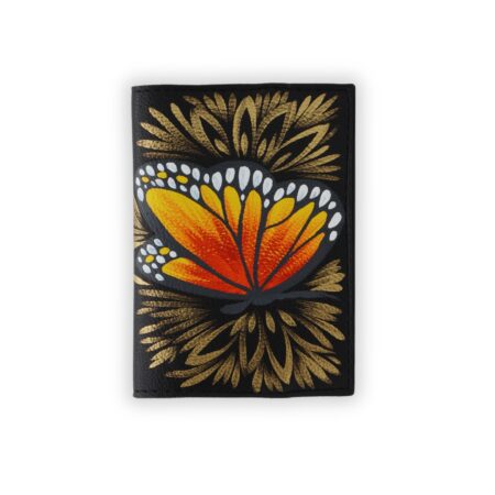 Portapasaporte Mariposa Monarca Negro