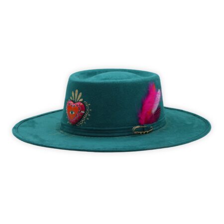 Sombrero Turquesa Corazón Ojo Turco Rosa/Naranja