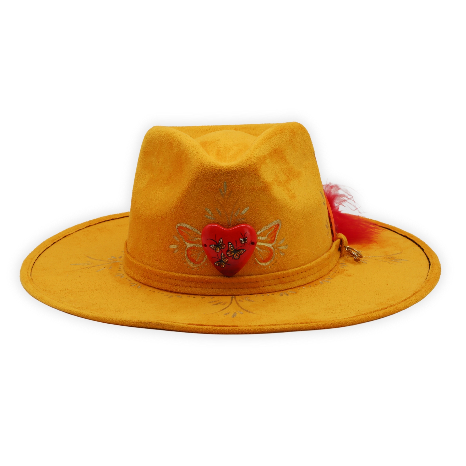 Sombrero Amarillo Corazón Mariposa Monarca Rojo - Image 2