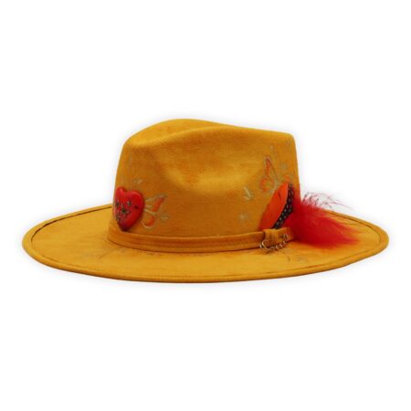 Sombrero Amarillo Corazón Mariposa Monarca Rojo